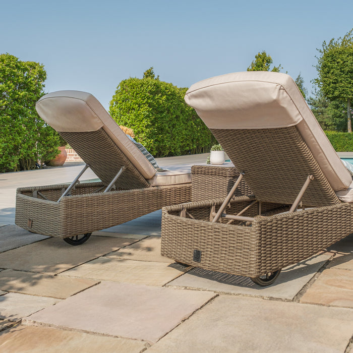 Winchester Rattan Sunlounger Set - Ceramic Glass