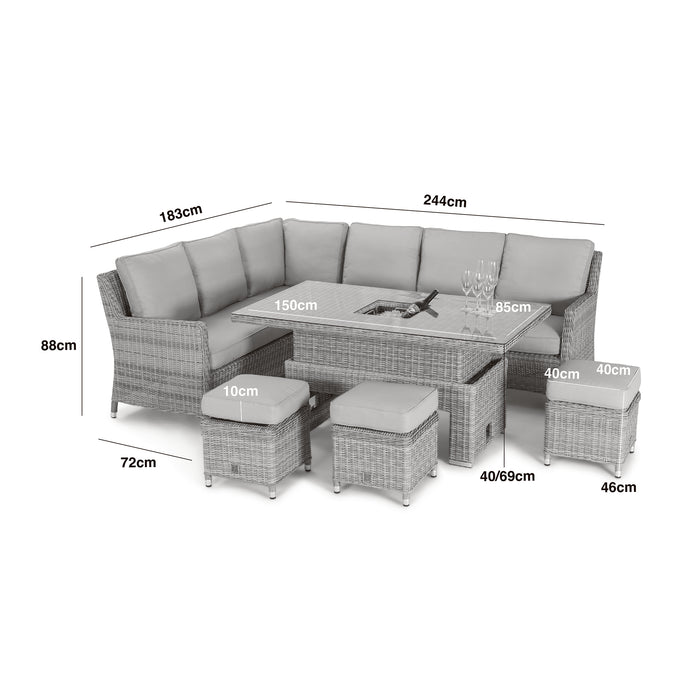 Oxford Rattan Corner Dining Set with Ice Bucket & Rising Table - Ceramic Glass