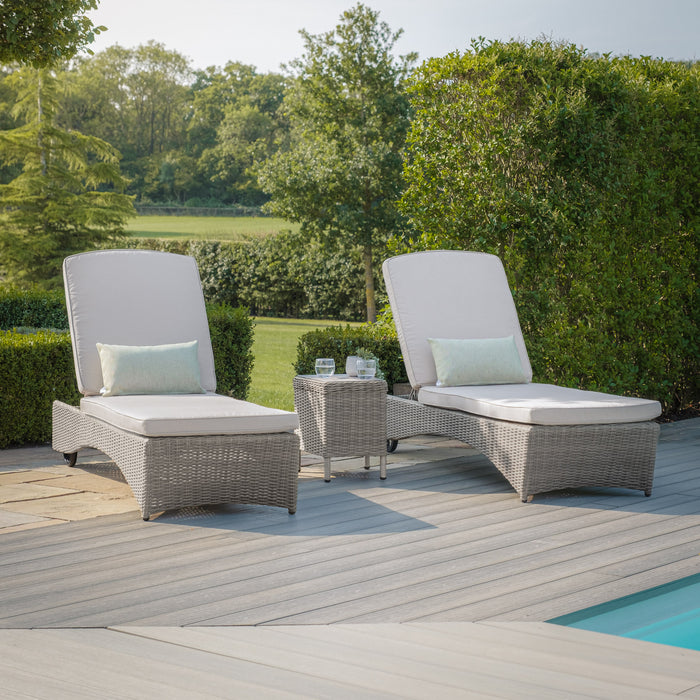Oxford Rattan Sunlounger Set - Ceramic Glass