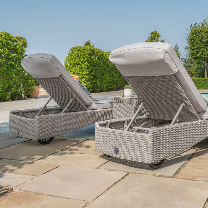 Oxford Rattan Sunlounger Set - Ceramic Glass