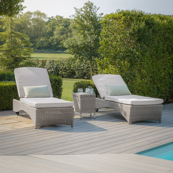 Oxford Rattan Sunlounger Set - Ceramic Glass