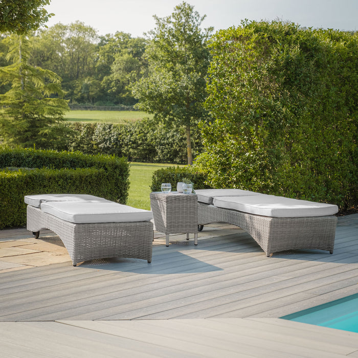 Oxford Rattan Sunlounger Set - Ceramic Glass