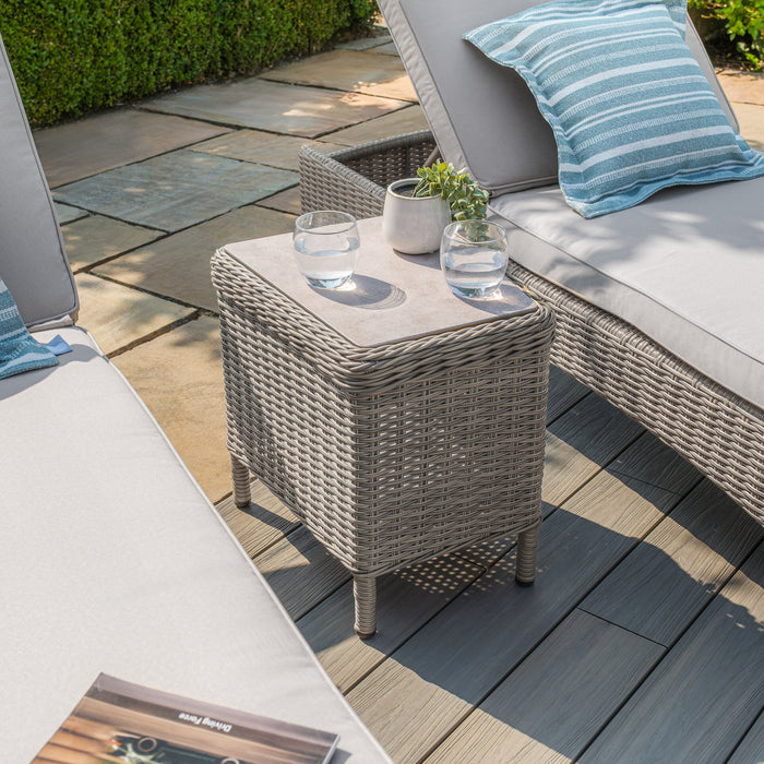 Oxford Rattan Sunlounger Set - Ceramic Glass