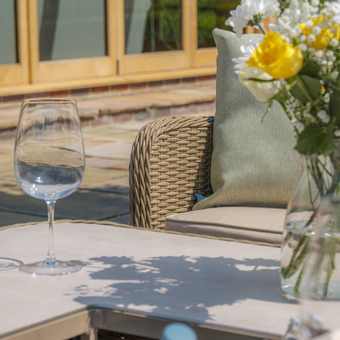 Winchester Royal Corner Rattan Dining Set with Ice Bucket & Rising Table - Ceramic Glass