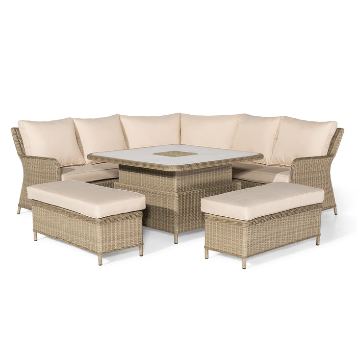 Winchester Royal Corner Rattan Dining Set with Ice Bucket & Rising Table - Ceramic Glass