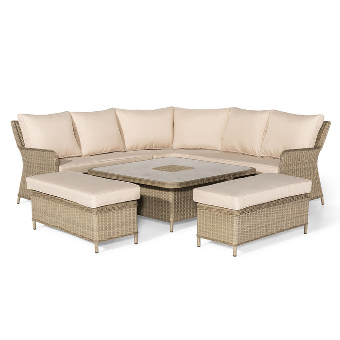 Winchester Royal Corner Rattan Dining Set with Ice Bucket & Rising Table - Ceramic Glass