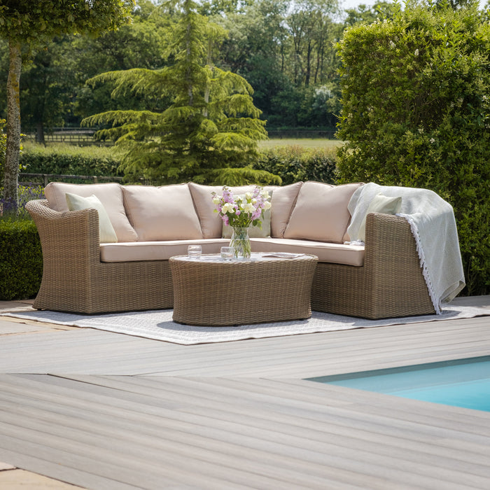 Winchester Small Rattan Corner Sofa Set - Ceramic Glass