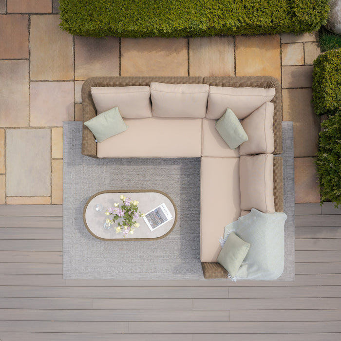 Winchester Small Rattan Corner Sofa Set - Ceramic Glass