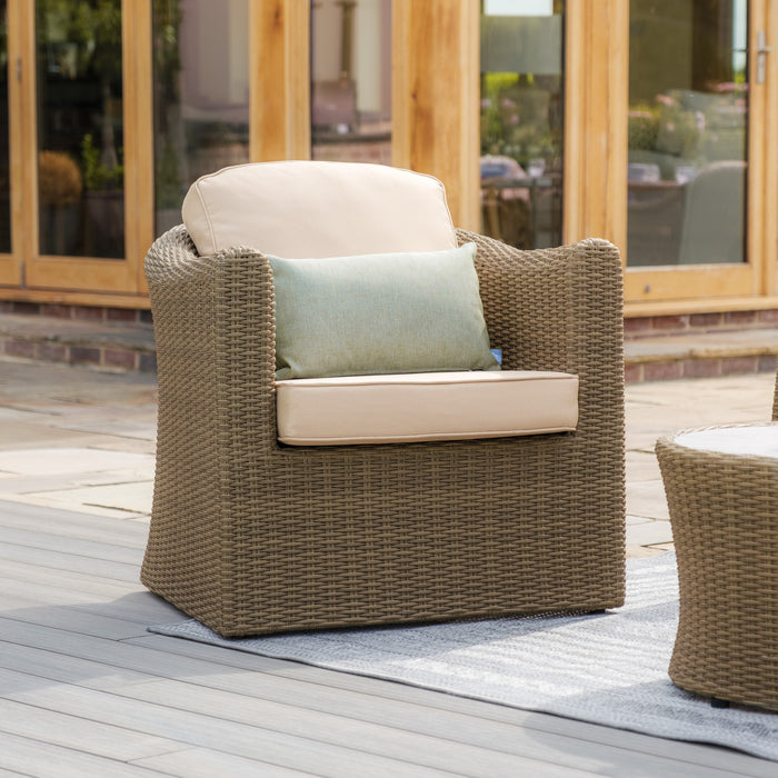 Winchester Small Rattan Corner Sofa Set with Armchair - Ceramic Glass
