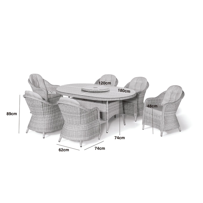 Winchester 6 Seat Oval Dining Set with Heritage Dining Chairs & Woven Lazy Susan - Ceramic Glass