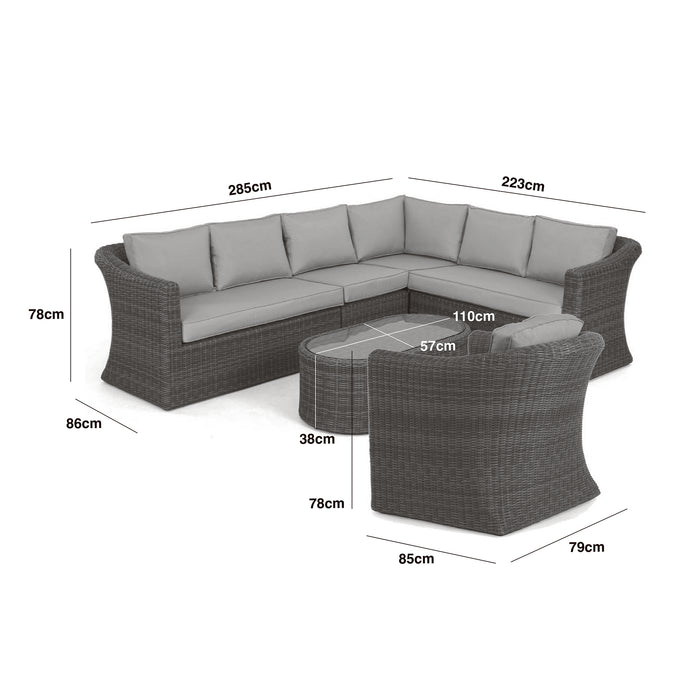 Winchester Large Rattan Corner Sofa Set with Armchair - Ceramic Glass