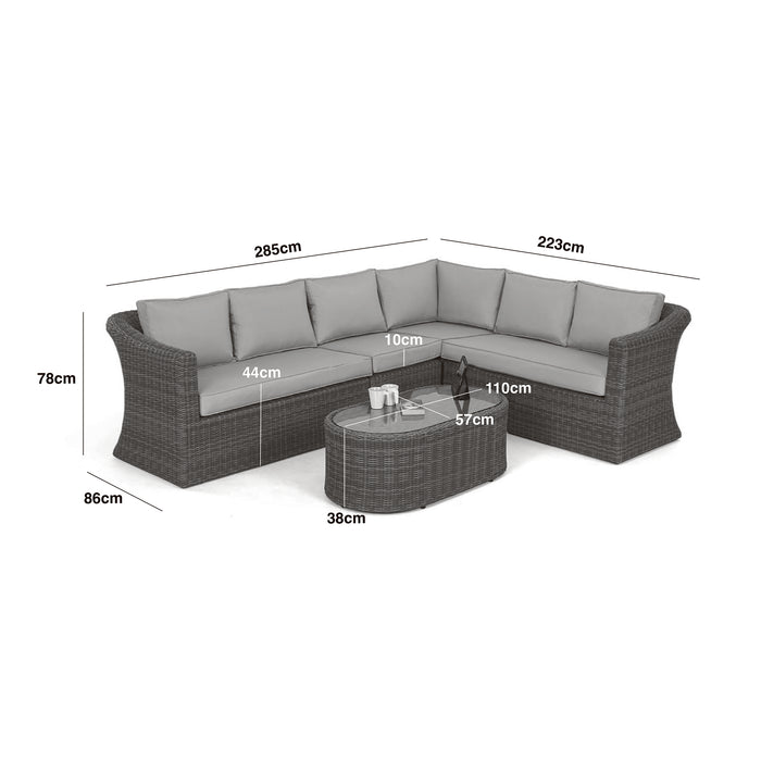 Winchester Large Rattan Corner Sofa Set - Ceramic Glass