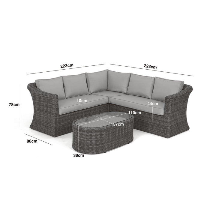 Winchester Small Rattan Corner Sofa Set - Ceramic Glass