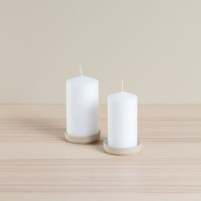 Organics Pillar Candle Holder Set Of 2 - Oatmeal