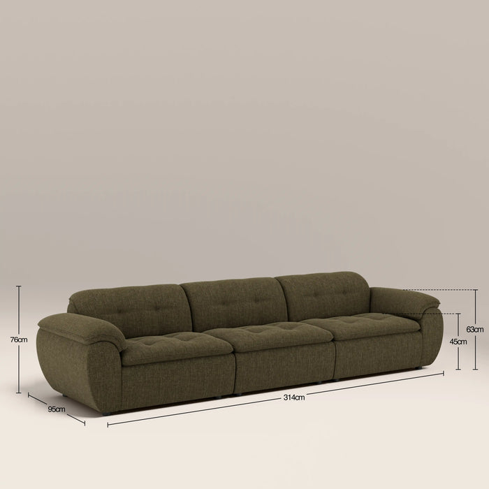 Bamba 3 Seater Sofa | Olive Green Velvet Chenille