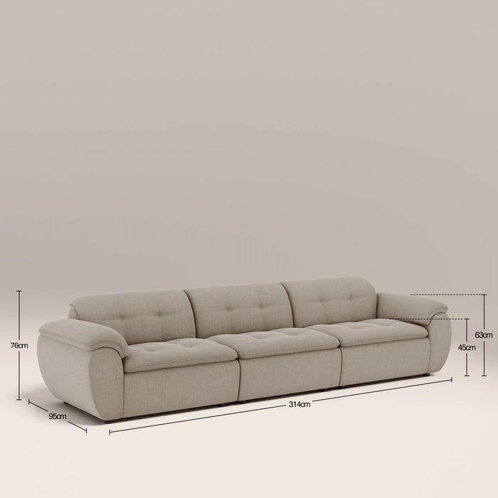 Bamba 3 Seater Sofa | Pebble Grey Velvet Chenille