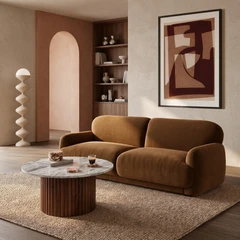 Cloud 3 Seater Sofa | Caramel Brown Sustainable Mohair Velvet