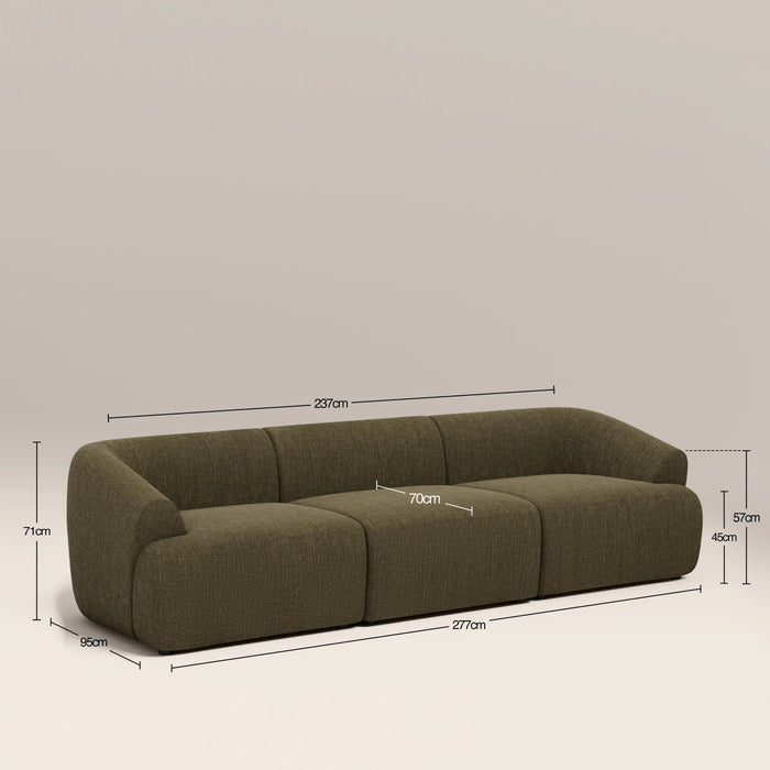 Malmo 3 Seater Sofa Olive Green Velvet Chenille