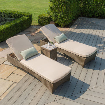 Winchester Rattan Sunlounger Set - Ceramic Glass