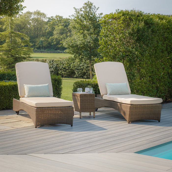 Winchester Rattan Sunlounger Set - Ceramic Glass