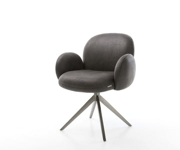 Dining Chair Nube Microfiber Anthracite Vintage Cross Base 360° Swivel With Rocking Function Graphite Pocket Springs