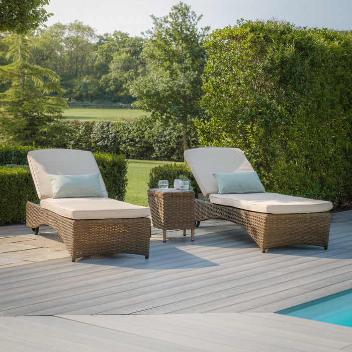 Winchester Rattan Sunlounger Set - Ceramic Glass