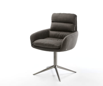 Dining Chair Abelia Microfiber Anthracite Vintage Star Base 360° Swivel With Rocking Function Graphite