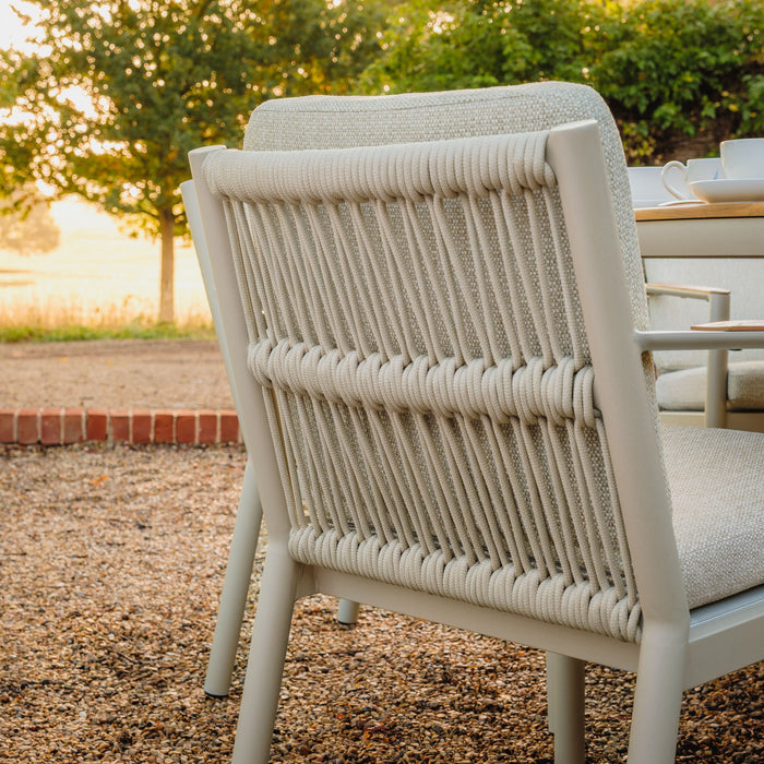 Sicily Rope Weave 6 Seat Round Pedestal Dining Set - Latte