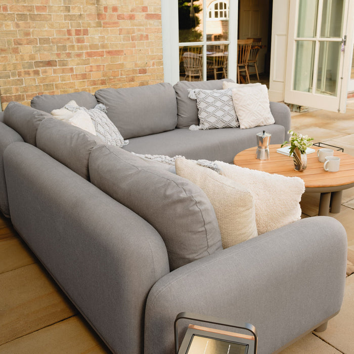 Outdoor Fabric Sicily Corner Sofa Set with Round Coffee Tables - Caf