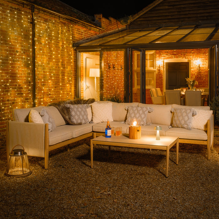 Burford Large Aluminium Corner Sofa Set with Rectangular Coffee Table - Almond