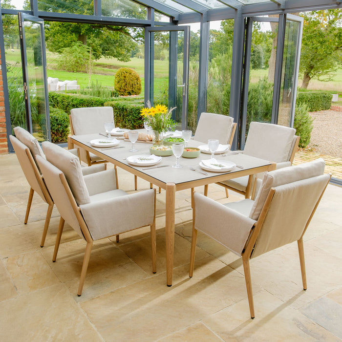 Burford 6 Seat Aluminium Rectangular Dining Set - Almond