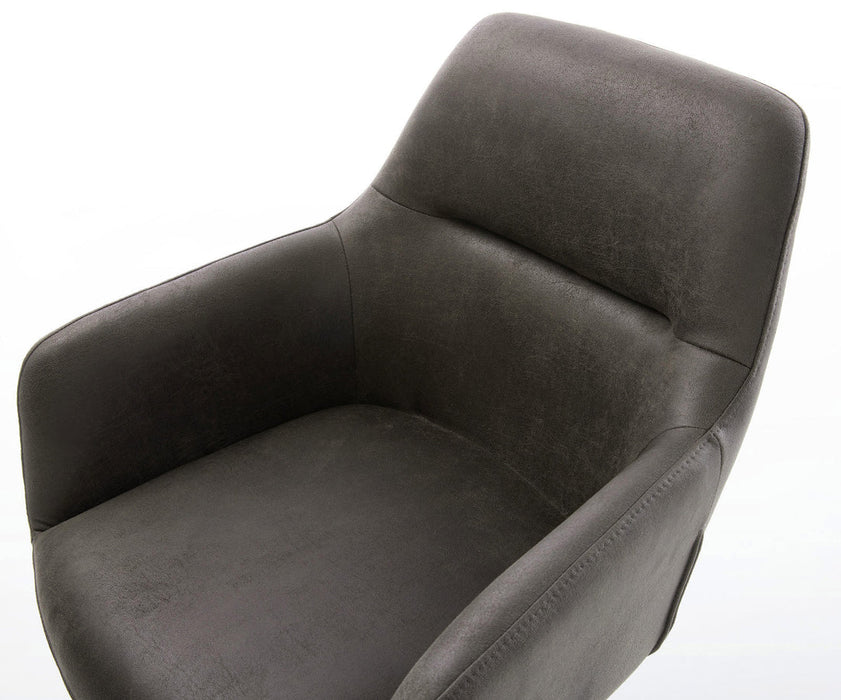Dining Chair Pejo Microfiber Anthracite Vintage Cross Base 360° Swivel With Rocking Function Black Pocket Springs