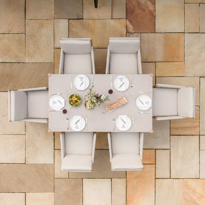 Burford 6 Seat Aluminium Rectangular Dining Set - Almond