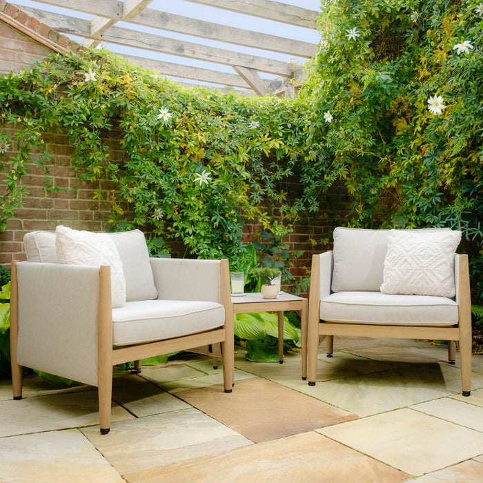 Burford Aluminium Lounge Set with Square Coffee Table - Almond
