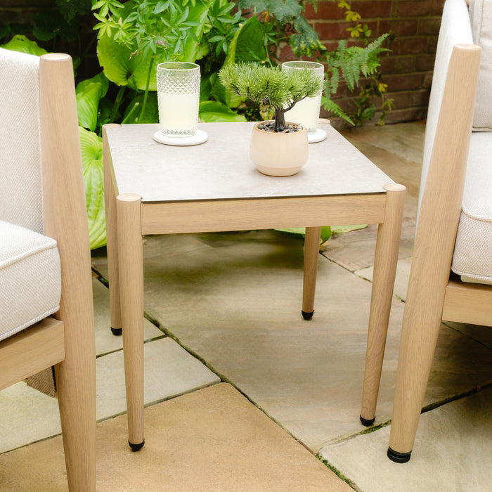 Burford Aluminium Lounge Set with Square Coffee Table - Almond