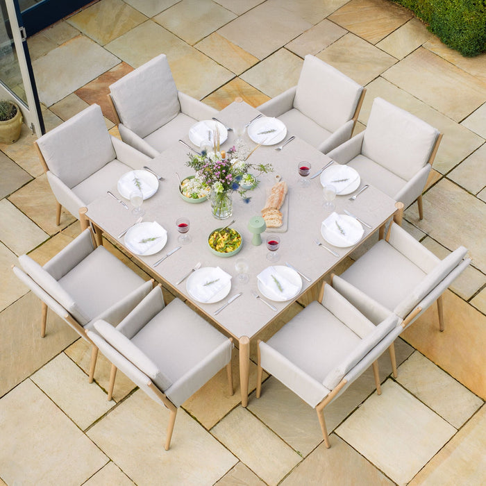 Burford 8 Seat Aluminium Square Dining Set - Almond