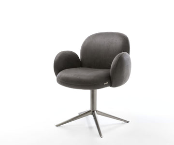 Dining Chair Nube Microfiber Anthracite Vintage Star Base 360° Swivel With Rocking Function Graphite Pocket Springs