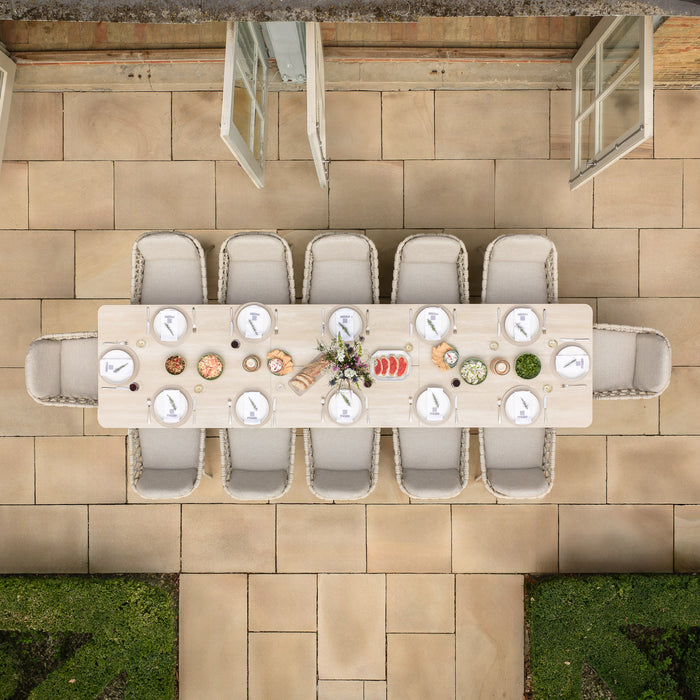 Sicily Open Rope Weave 8-12 Seat Maxim Extending Dining Set - Latte