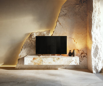 Floating TV Stand Cuor 150cm Ceramic Minas Melange 1 Flap Door 1 Drawer
