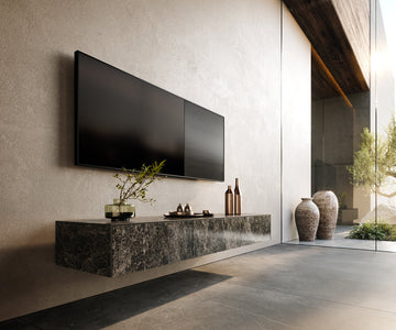 Floating TV Stand Cuor 150cm Ceramic Emperador Extra Lucidato 1 Flap Door 1 Drawer