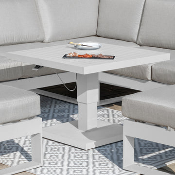 Amalfi/New York Aluminium Square Rising Table (Table Only) - White