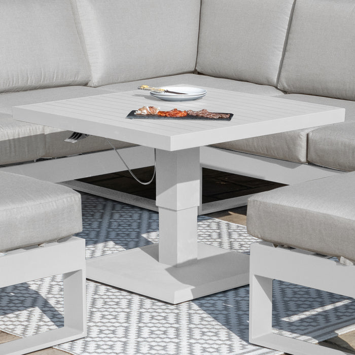 Amalfi/New York Aluminium Square Rising Table (Table Only) - White