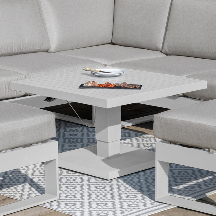 Amalfi/New York Aluminium Square Rising Table (Table Only) - White