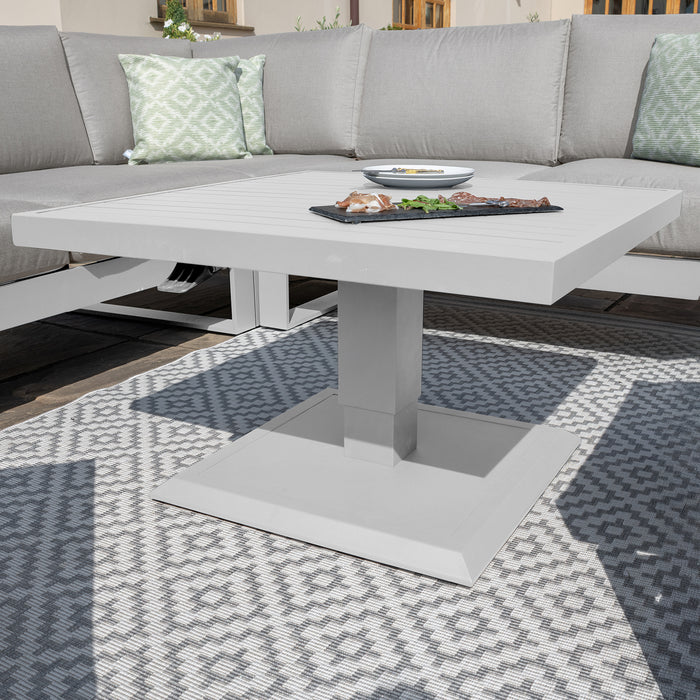Amalfi/New York Aluminium Square Rising Table (Table Only) - White