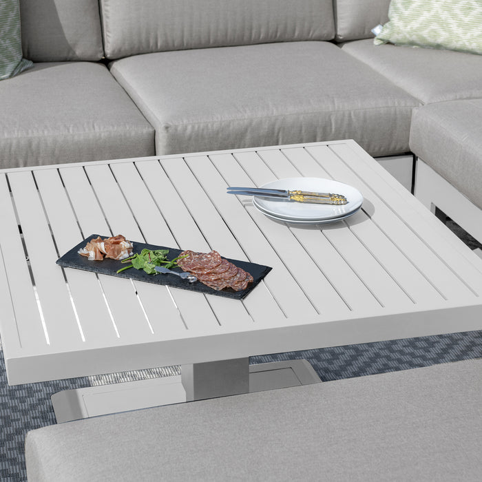 Amalfi/New York Aluminium Square Rising Table (Table Only) - White