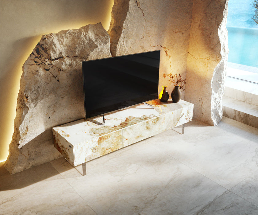 TV Stand Cuor 150cm Ceramic Minas Melange 1 Flap Door 1 Drawer Acryl Feet