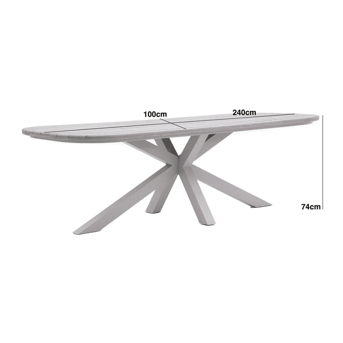 Sicily 8 Seat Rectangular Teak Garden Dining Table - Latte