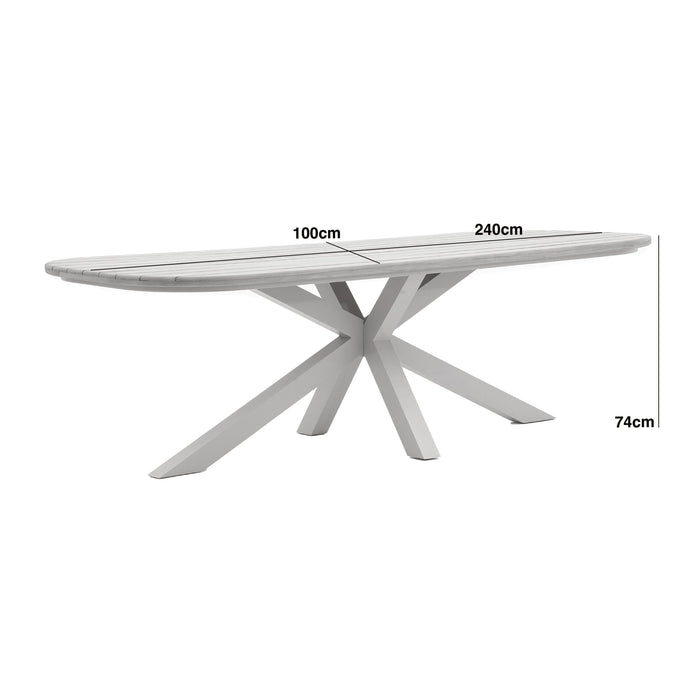 Sicily Rope Weave 8 Seat Rectangular Dining Set - Latte