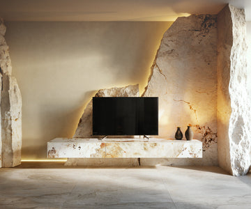 Floating TV Stand Cuor 200cm Ceramic Minas Melange 1 Flap Door 1 Drawer