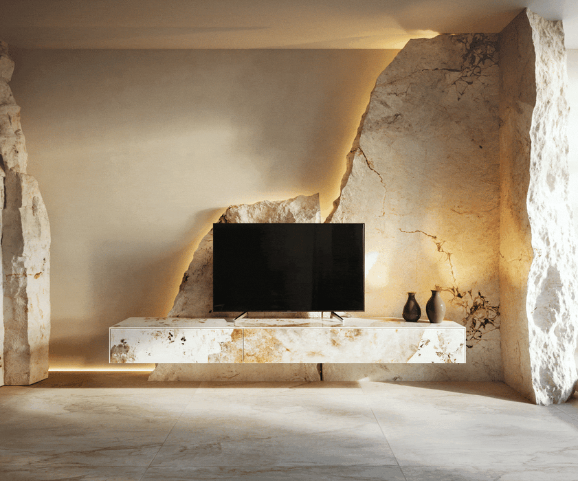 Floating TV Stand Cuor 200cm Ceramic Minas Melange 1 Flap Door 1 Drawer